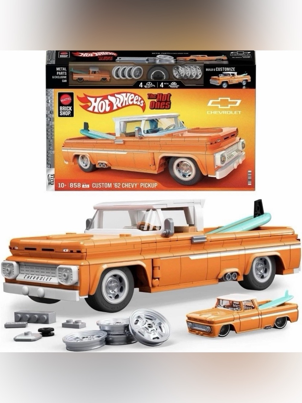 Brick Shop Hot Wheels Custom 62 Chevy Pickup Hot Ones Building Toy Kit w/ Truck